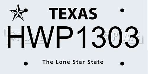 HWP1303 Texas License Plate
