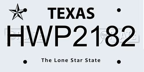 HWP2182 Texas License Plate