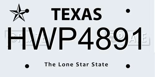 HWP4891 Texas License Plate
