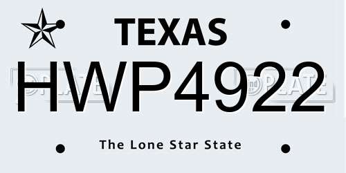 HWP4922 Texas License Plate