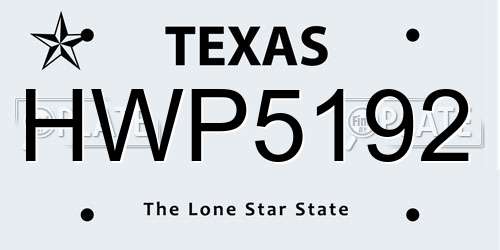 HWP5192 Texas License Plate