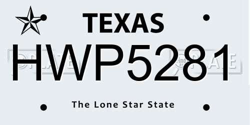 HWP5281 Texas License Plate