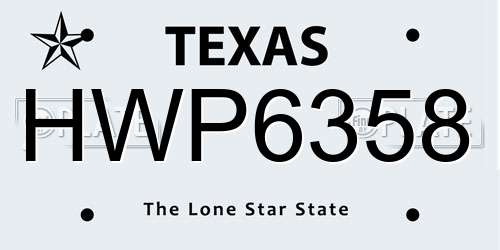 HWP6358 Texas License Plate