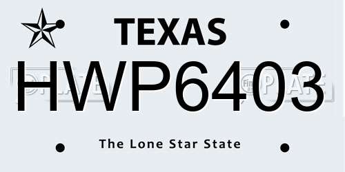 HWP6403 Texas License Plate