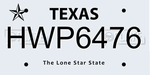 HWP6476 Texas License Plate
