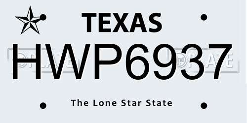 HWP6937 Texas License Plate