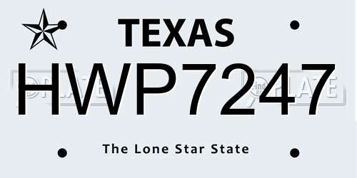 HWP7247 Texas License Plate