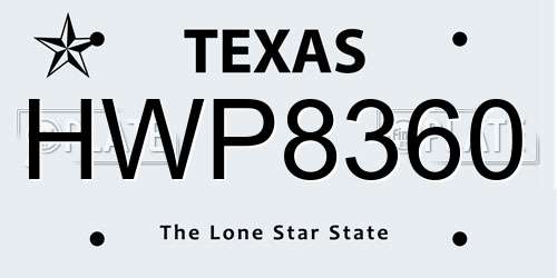 HWP8360 Texas License Plate