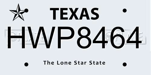 HWP8464 Texas License Plate