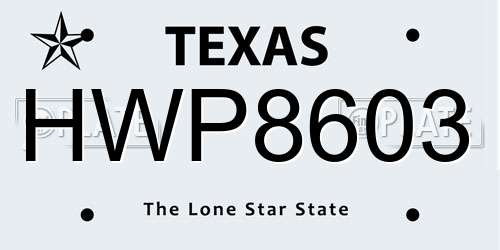 HWP8603 Texas License Plate