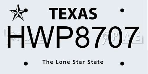 HWP8707 Texas License Plate