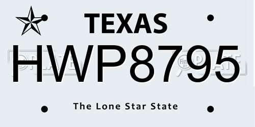 HWP8795 Texas License Plate