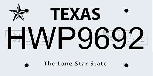 HWP9692 Texas License Plate