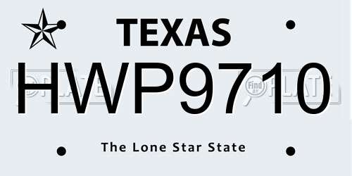 HWP9710 Texas License Plate