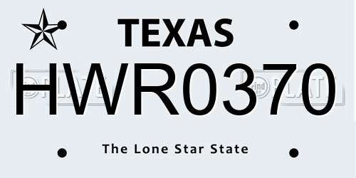HWR0370 Texas License Plate