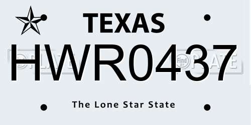 HWR0437 Texas License Plate