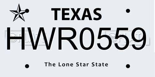 HWR0559 Texas License Plate