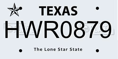 HWR0879 Texas License Plate