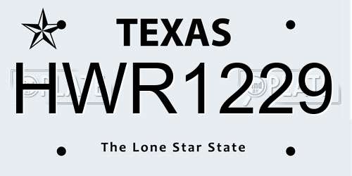 HWR1229 Texas License Plate