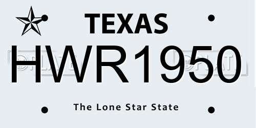 HWR1950 Texas License Plate