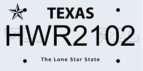 HWR2102 Texas License Plate