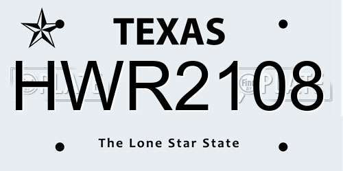 HWR2108 Texas License Plate