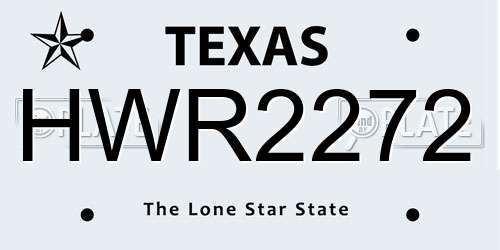 HWR2272 Texas License Plate