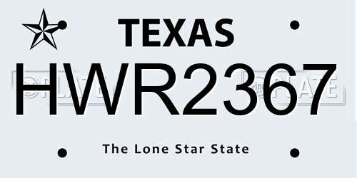 HWR2367 Texas License Plate