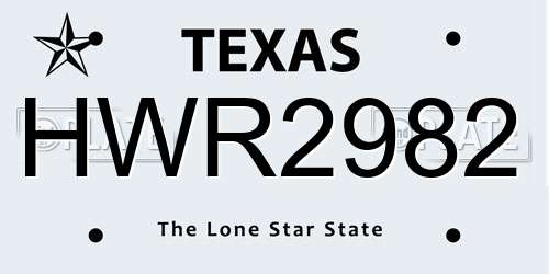 HWR2982 Texas License Plate