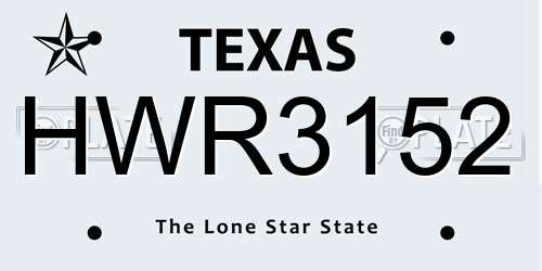 HWR3152 Texas License Plate