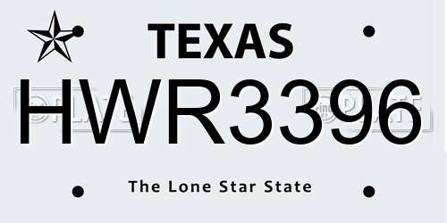 HWR3396 Texas License Plate