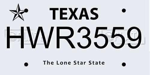 HWR3559 Texas License Plate