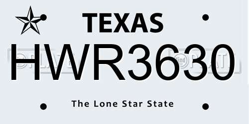 HWR3630 Texas License Plate