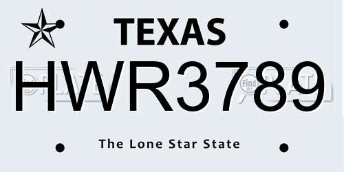 HWR3789 Texas License Plate