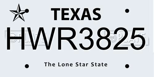 HWR3825 Texas License Plate