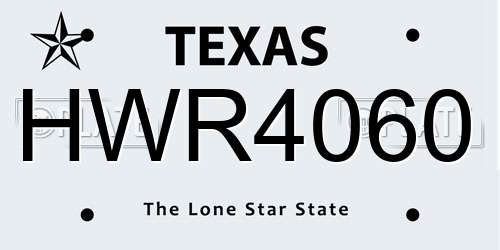 HWR4060 Texas License Plate