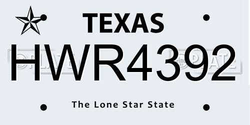 HWR4392 Texas License Plate