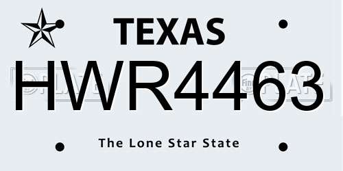 HWR4463 Texas License Plate