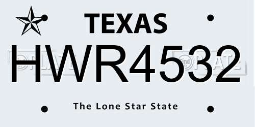HWR4532 Texas License Plate