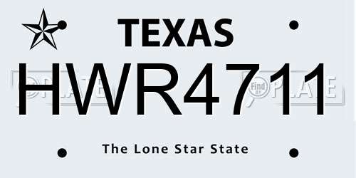 HWR4711 Texas License Plate