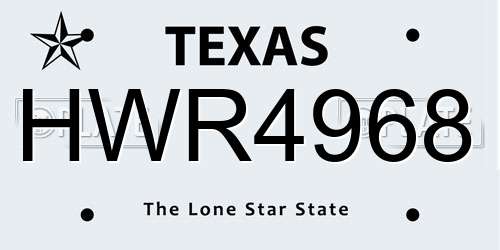 HWR4968 Texas License Plate