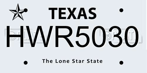 HWR5030 Texas License Plate