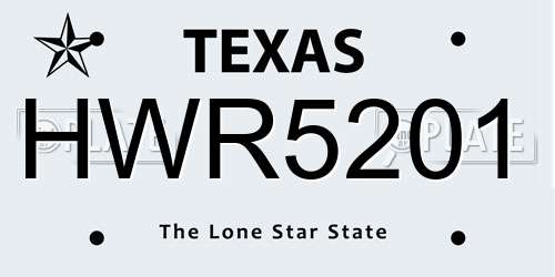 HWR5201 Texas License Plate