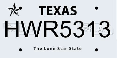 HWR5313 Texas License Plate