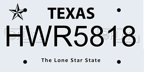 HWR5818 Texas License Plate