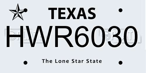 HWR6030 Texas License Plate