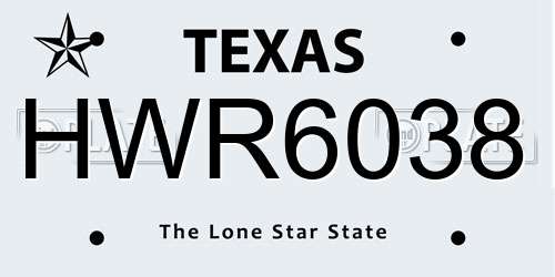 HWR6038 Texas License Plate
