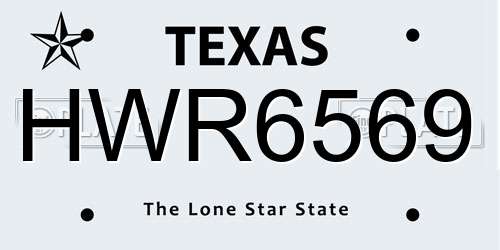 HWR6569 Texas License Plate