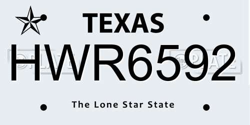 HWR6592 Texas License Plate