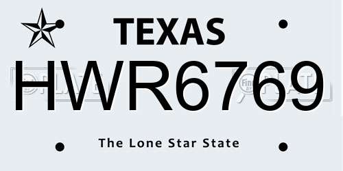 HWR6769 Texas License Plate